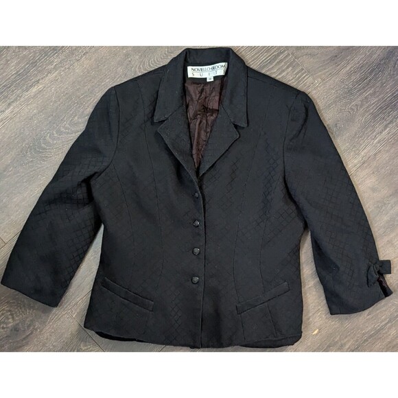 Noviello Bloom Women's Black Suit Top Size 12 Button Up Vintage (362) - Picture 1 of 3